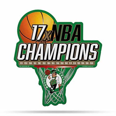 Imagem de Rico Industries Flâmula de corte em forma de campeão NBA Boston Celtics - Decoração de casa e sala de estar - Feltro macio EZ para pendurar