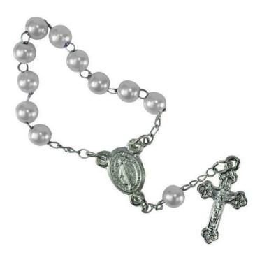 Imagem de 50 Mini Terço para Lembrancinhas - SJO Artigos Religiosos, Branco