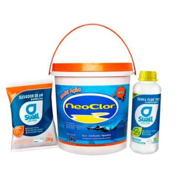 Imagem de Cloro p/ Piscina 10kg 3em1+ barrilha 2kg + clarificante 1lt - NEOCLOR/
