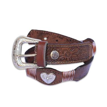 Imagem de Cinto Country Cowgirl Infantil Feminino Coração Criança - DRC, Marrom,