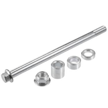 Imagem de A ABSOPRO Eixo dianteiro traseiro com bucha e parafuso M12 190 mm Dirt Bike Scooter ATV roda eixo liga de aço prateado