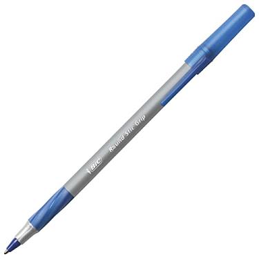 Imagem de BIC Caneta esferográfica Round Stic Grip Xtra Comfort, pacote econômico, fácil deslizamento, bastão, médio 1,2 mm, tinta azul, barril cinza/azul, 36/pacote