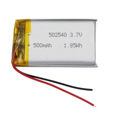 Imagem de bateria 2 fios recarregavel 3,7v 502540 com 500mah 5mm de espessura x 25mm de largura x 40mm de comprimento