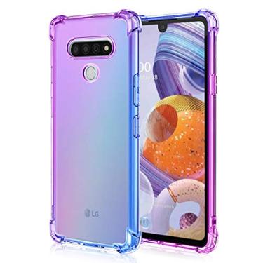 Imagem de Osophter Capa para LG Stylo 6 transparente com cantos reforçados TPU com absorção de choque flexível para LG Stylo 6 (roxo-azul)
