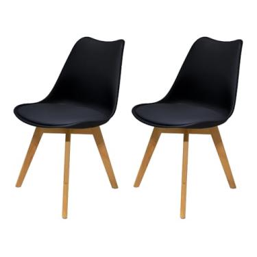 Imagem de Kit 02 Cadeiras para Mesa de Jantar Cozinha Saarinen Leda Base Madeira Resistente Pretas