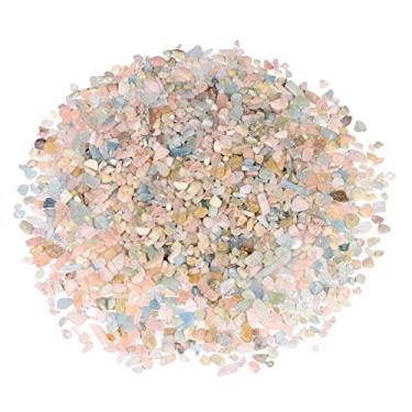 Imagem de Rockcloud 500 g Morganita lascas de cristal rolado pedras trituradas cristais de quartzo irregulares para fazer joias para decoração de jardim e escritório em casa, colorido