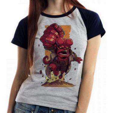 Imagem de Baby look blusa feminina ou Camiseta unissex Hellboy - Empório Dutra, 