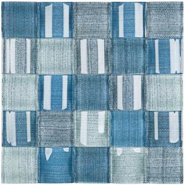 Imagem de Pastilha de vidro PW508 - PATCHWORK AZUL 30x30cm - GLASS MOSAIC