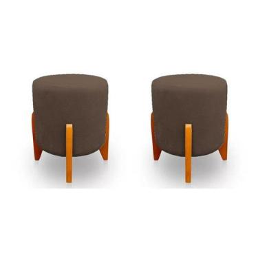 Imagem de Kit 2 Puffs Thor Pés Em Madeira Veludo Marsala - Kimi Design