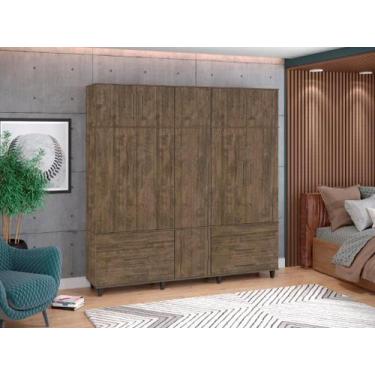 Imagem de Roupeiro / Guarda Roupas RO Casal 5 Portas Cor Canela - SM