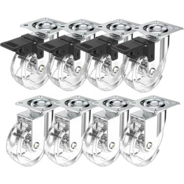 Imagem de (8pçs) Rodizio Rolamento Roda Gel 75mm (4 C/ Freio + 4 Sem) - SOPRANO