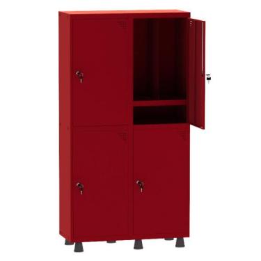 Imagem de Armário Guarda Volume Locker Roupeiro Insalubre 2 Vãos 04 Portas Com P