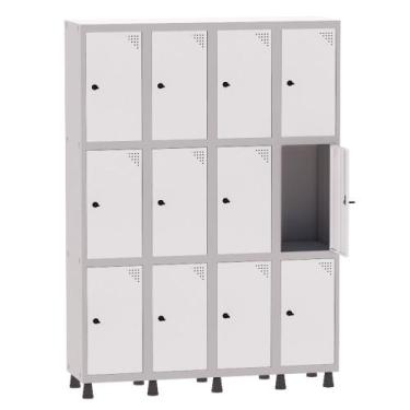 Imagem de Armário Guarda Volume Locker Roupeiro 4 Vãos 12 Portas Aço GRP504/12 C