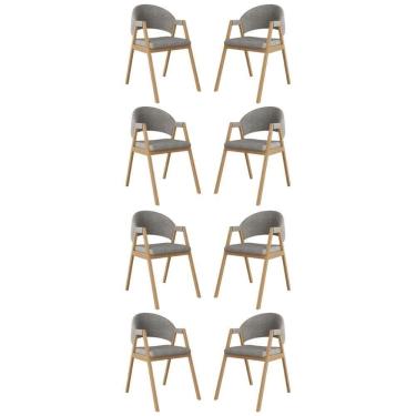 Imagem de Kit 8 Cadeiras Suellen Luxo Reforçada Mesa De Jantar Linho Grafite