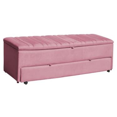 Imagem de Calçadeira Recamier Baú Sapateira Ayla Veludo Casal 140cm Tampo Reto -