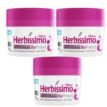 Imagem de Kit 3 Desodorante Bioprotect Hibisco Herbíssimo 55G - Dana - Dana Cosm