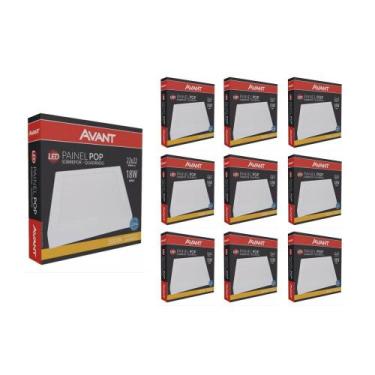 Imagem de Kit 10 Painel de Led Avant Sobrepor Alumínio Quadrado 22x22cm 18W Bivo