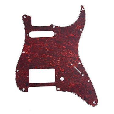 Imagem de HS(Humbucker-Single) Strat Pickguard 11 furos estilo ST/Strat Pickguard para peças de guitarra estilo Stratocaster/Strat dos EUA/México, 3 dobras com parafusos (tartaruga vermelha)