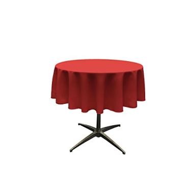 Imagem de LA Linen Toalha de mesa redonda lavável de popelina de poliéster, capa de mesa resistente a manchas e rugas 129,5 cm, toalha de mesa de tecido para jantar, cozinha, festa, férias, 129 polegadas,