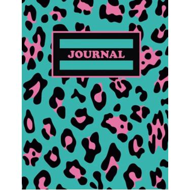 Imagem de Large Leopard Print Journal Notebook - 120 Pages - 8.5 x 11 - Great For Adults Children Kids Girls Teens - Blue , Pink And Black Color Scheme: Exotic ... Graphic Print Journal – Bold Colors - ZZZZ-3