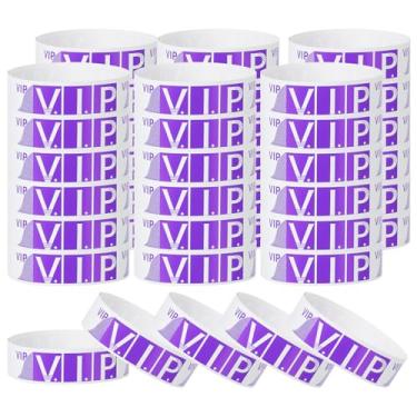 Imagem de PATIKIL Pulseiras de papel VIP para eventos, pacote com 600 pulseiras neon para festas, pulseiras coloridas à prova d'água para identificação de concerto, pulseiras de mão para entrada de bar, roxo