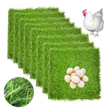 Imagem de Hamiledyi Almofadas para ninho de galinha, tapete de grama artificial, tapete de grama sintética, tapete de ninho para galinheiro e jardim, gramado para ambientes internos e externos, 30,5 x 30,5 cm (8 peças)