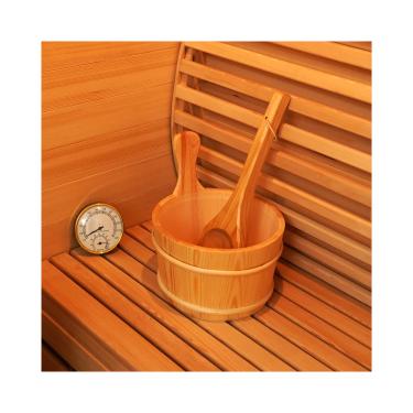 Imagem de amocane Balde de madeira para sauna e kit de concha, acessórios de sauna com termômetro para qualquer barril ou sauna a vapor e spa (cor de madeira hemlock)