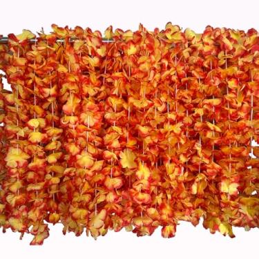 Imagem de 24 peças Leis Bulk, espessado laranja Leis Luau decorações de festa colar de flores, Hula Dance Lei praia outono casamento guirlanda tema outono aniversário formatura Lei decorações Halloween