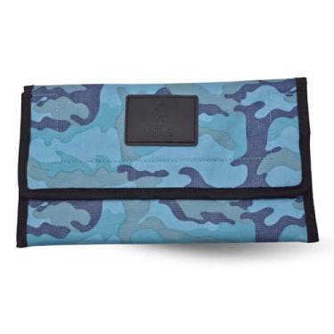 Imagem de FireBar Labs Carteira de viagem à prova de cheiro e bolsa de dinheiro com trava oculta – sem odor, resistente à água, design compacto, Camuflagem azul-petróleo, 11-Inch, Carteira de viagem à prova de