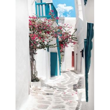 Imagem de CORFOTO Pano de fundo de rua da Grécia Mama Mia, artigos de festa, decoração de aniversário, decoração temática, decoração de festa grega, decoração de jantar grega, caminho de pedra, faixa de