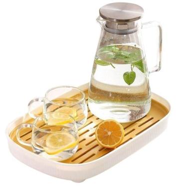 Imagem de Kit 3 Jarras De Vidro 1,7L Com Tampa Inox Hermética Para Suco - CASAVI