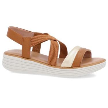 Imagem de Sandalia usaflex em couro bico redondo ref an05003 feminino, Bege, 38