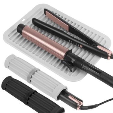 Imagem de DeepKlean Tapete grande de silicone resistente ao calor, tapete profissional de ferramentas de cabelo quente para chapinha, chapinha, alisador de cabelo, capa de almofada quente portátil com fixador