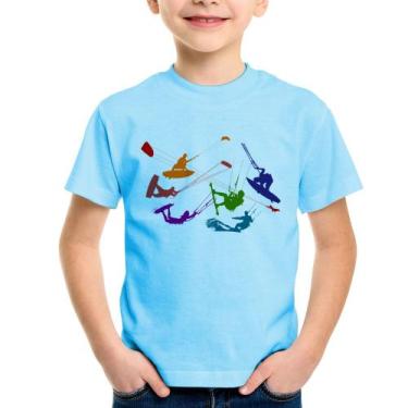 Imagem de Camiseta Infantil Kite Surf Freestyle - Foca na Moda, Azul bebê, 10