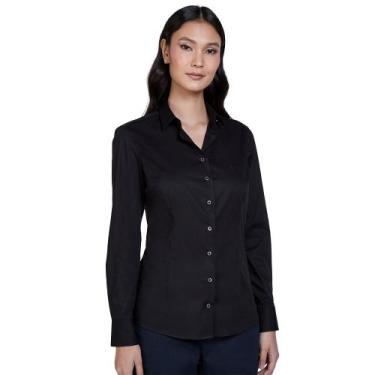 Imagem de Camisa Dudalina Tricoline Slim Ou24 Preto Feminino, 40