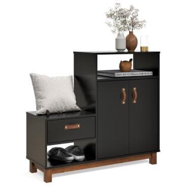 Imagem de Sapateira Cômoda Quarto Armário Aparador Hall de Entrada com Banco Ass