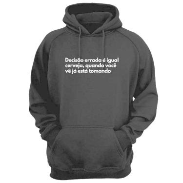 Imagem de Blusa Moletom Capuz Frase Decisão Errada Cerveja Criativa