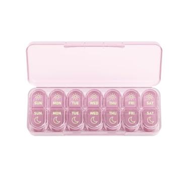 Imagem de Daviky Organizador semanal de pílulas 2 vezes ao dia, sem BPA, estojo de medicamentos para 7 dias da manhã, caixa de comprimidos para viagens para óleos de peixe, vitaminas e suplementos