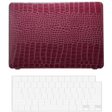 Imagem de Capa rígida compatível com MacBook Pro 13 polegadas 2020 2019 2018 2017 2016 versão modelo A2338 A2289 A2251 A2159 A1989 A1708 A1706, capa rígida de couro PU e capa de teclado, vermelho escuro