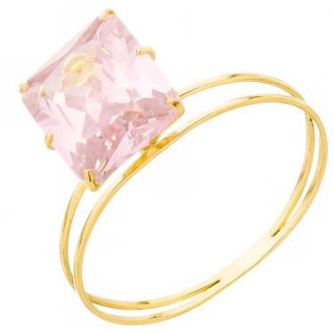 Imagem de Anel De Ouro 18k/750 Aro Duplo Com Zircônia - DR Joias, 16, Rosa