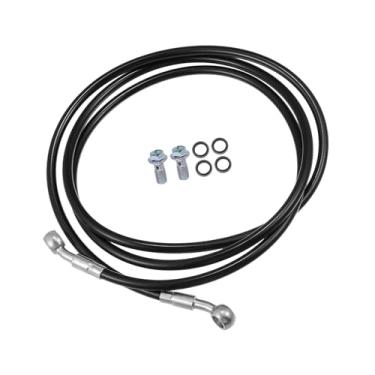 Imagem de REPAIROCK Mangueira de freio para motocicleta, linha de freio hidráulica, mangueira de óleo, encaixe de tubulação para quadriciclo, motocicleta, motocross, corrida, 180 cm, preto, 1 conjunto de peças