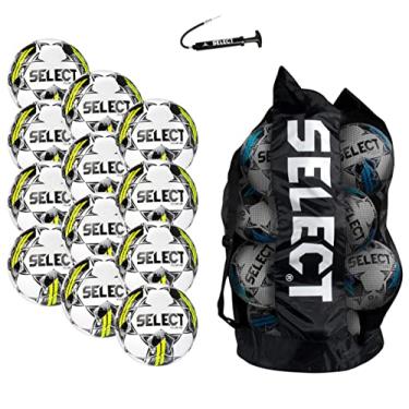 Imagem de Select Bola de futebol Club DB V22, pacote com 12 bolas com bolsa esportiva e bomba de mão, branco/preto, tamanho 5