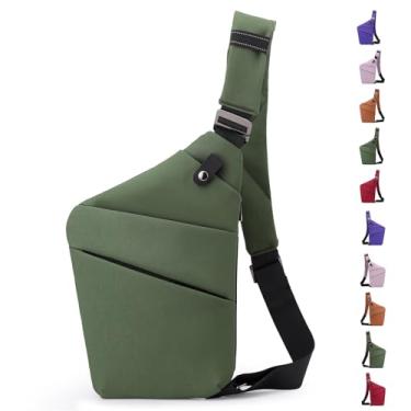 Imagem de Bolsa tiracolo antifurto Wander Plus, bolsa de viagem antirroubo para mulheres/homens, bolsa de ombro para viagens, esportes, trabalho, Verde militar - ombro direito