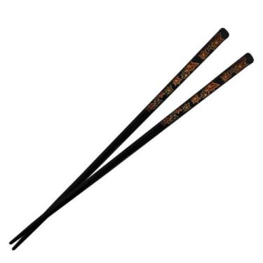 Imagem de Kit 10 Pares de Hashi para Comida Japonesa 22 Cm Preto Decorado  Nihon