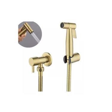 Imagem de Ducha Higiênica Dourada 1/4 Volta Luxo Gatilho Inox 304