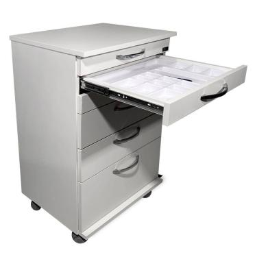 Imagem de Balcão Carrinho Auxiliar Odontológico C/ 5 Gavetas-gaveteiro