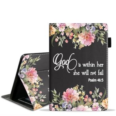 Imagem de POIUYTREW Capa para tablet Amazon Kindle Fire HD 10 e 10 Plus de 10,1 polegadas (13ª/11ª geração, versão 2023/2021) - Capa fólio de couro PU com despertar/hibernar automático inteligente, citação