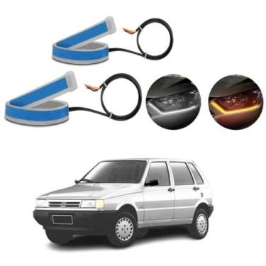 Imagem de Kit Fitas Led DRL Farol + Seta 12v 60cm Uno 1985 1986 1987 1988 1989 1