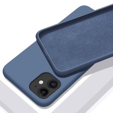 Imagem de Capa de luxo de silicone líquido para iPhone 11 12 13 14 Pro Max mini 7 8 6 Plus XR X XS MAX 5 SE Capa à prova de choque, N Azul, para iPhone 12