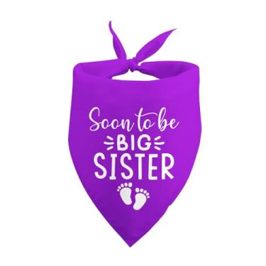Imagem de Anúncio de bebê Bandana de cachorro logo a ser irmã mais velha, bandanas, cão, anúncio de bebê, bandana de cachorro para revelação de gênero, adereço de foto, acessórios para animais de estimação para